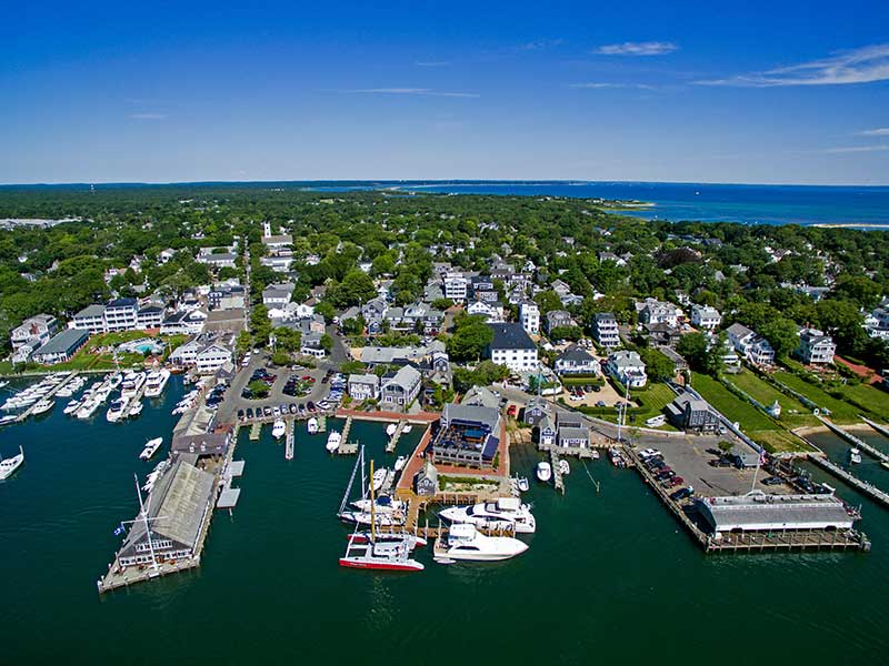 Aerial view of Edgartown Harbor